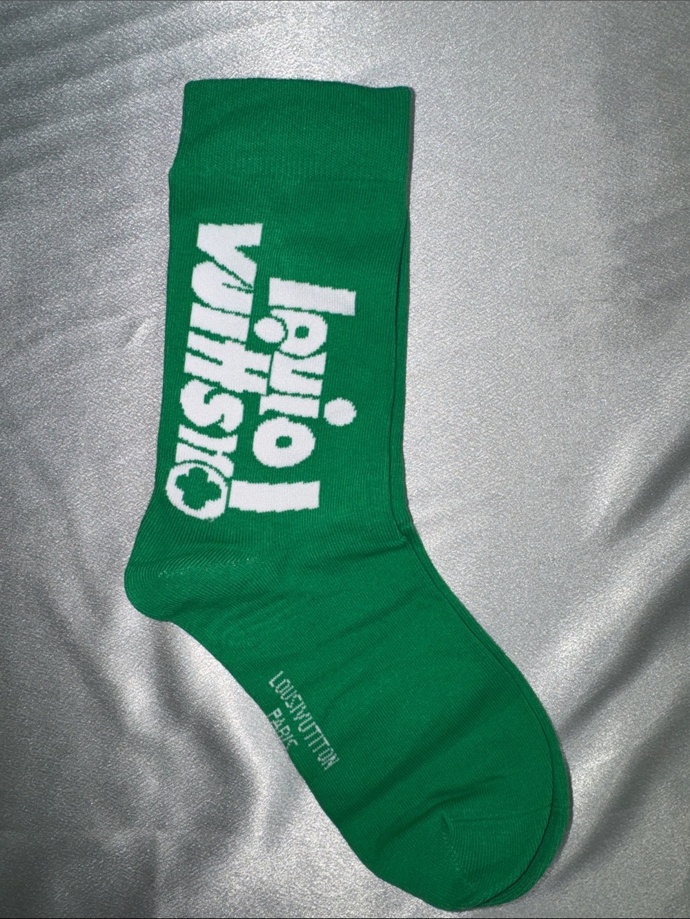Louis Vuitton Green and White Logo Crew Sock🔥New!